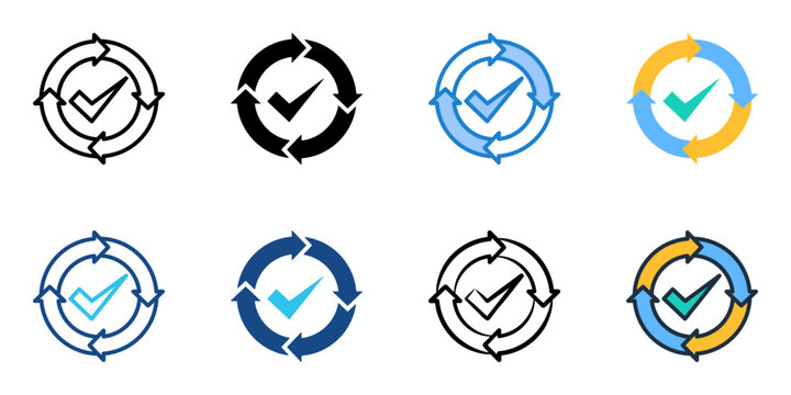 Quality assurance icon set multiple style collection 
