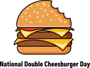 Delicious double cheeseburger illustration for national cheeseburger day celebration and food marketing vector