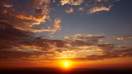 Scenic evening sky with golden sunset and cloud patterns