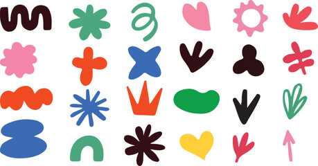 Abstract Organic Shapes In Various Colors On Transparent Background colorful geometric