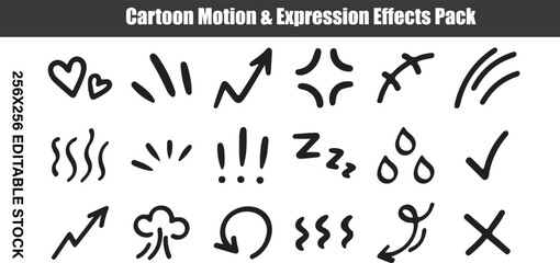 Cartoon Motion and Expression Effects Pack Title Card vector