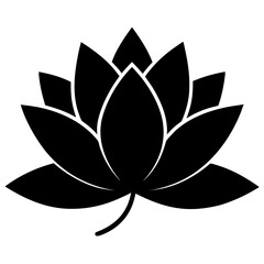 nymphaea alba silhouette vector on white background