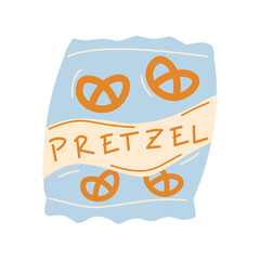 Hand-drawn Pretzel Snack, Pretzel Pack