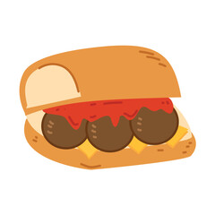 Meatball Ciabatta Sandwich, meatballs sandwich in a ciabatta