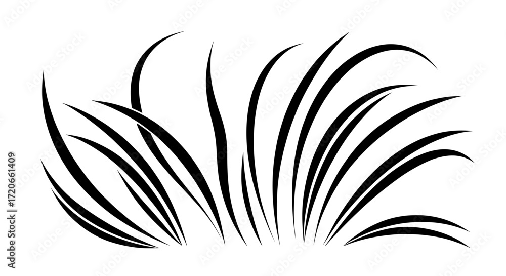 Poster a stylized graphic of grass blades with flowing, sharp lines. this abstract botanical vector element