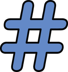Obraz premium hashtag, blue symbol, sign, minimalist, simple, line art, digital illustration 