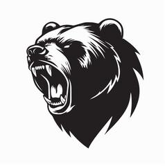 Fierce Roaring Bear Head Vector Illustration Ready to Attack Design