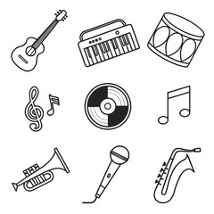 &ldquo;Flat outline cinema icons &mdash; film reel, clapperboard, director&rsquo;s chair, popcorn, 3D glasses, camera, spotlight, ticket, red carpet, projector &mdash; thin stroke vector.&rdquo;