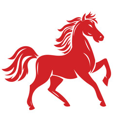 Obraz premium Chinese New Year 2026, the year of the Horse, red and gold line art characters, simple hand-drawn Asian elements with craft (Chinese translation: Happy Chinese New Year 2026, year of the Horse)