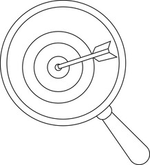 magnifying glass icon and arrowed target icon