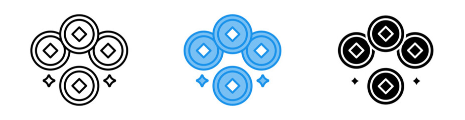 Coin icon set multiple style collection