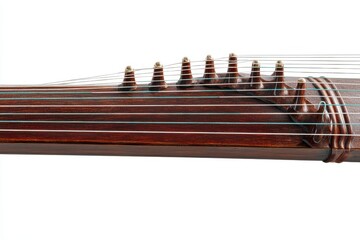 Naklejka premium Close-up of a traditional string instrument with a beautiful design and fine details