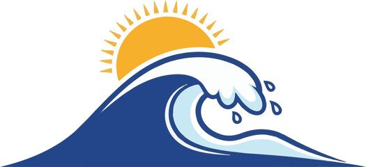Vector Image of Wave with Sun