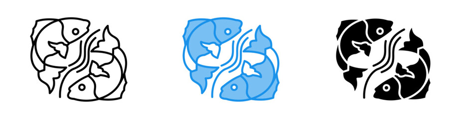 Fish icon set multiple style collection