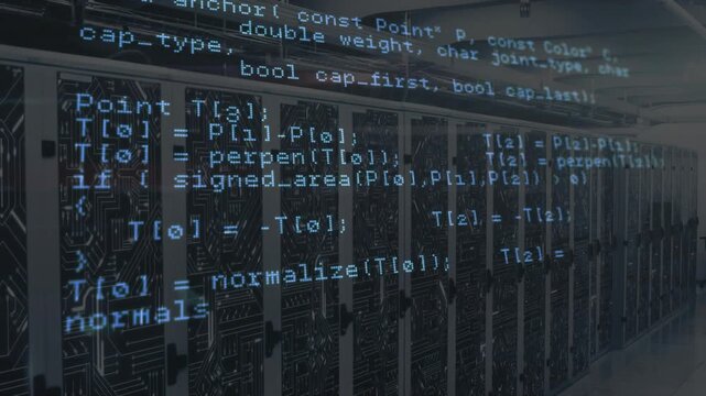 Translucent C++ code scrolling through sections on network response visualizing code flow