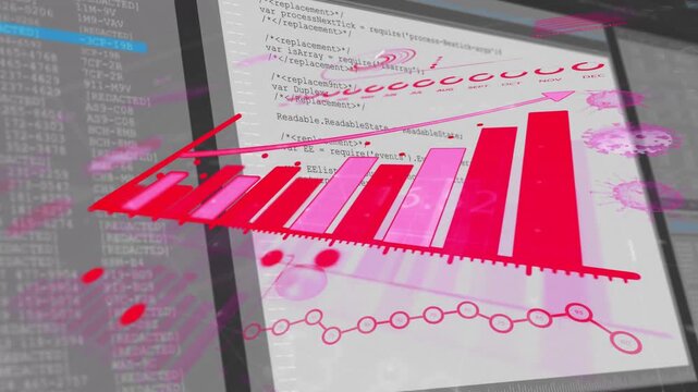 Opening 3D grid starting red axis pivoting bar chart animating, code updating, visualizing data