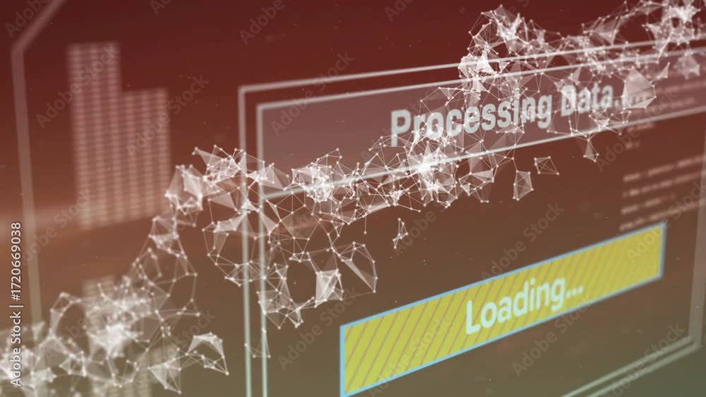 Poster Gradient backdrop shifting triggers network forming processing UI loader filling visualizing data