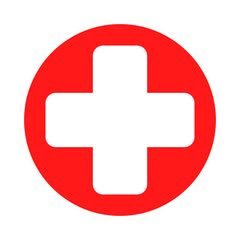 Obraz premium Red circle with white medical cross symbol