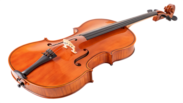 The enchanting orange cello cut out on PNG. AI GENERATED.
