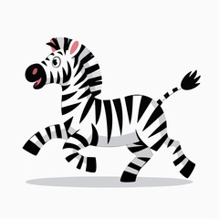 Cartoon Zebra with Colorful Legs Running with Joyful Expression.