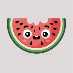 Cartoon Watermelon Slice with Bite Mark Googly Eyes and Colorful Sprinkles.