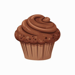 Delicious Chocolate Cupcake with Swirled Frosting and Sprinkled Crumbs.