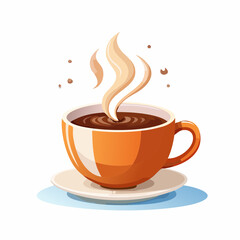 Steaming Coffee Cup with Brown Accents and Decorative Vapor Trails.