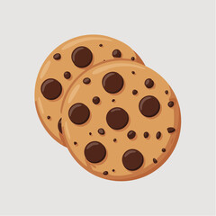 Fototapeta premium Two Delicious Chocolate Chip Cookies Stacked with Varying Chip Sizes.