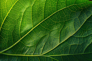 Obraz premium 鮮やかな緑色と繊細な葉脈模様の自然背景テクスチャー