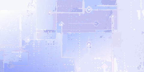 Abstract digital background with geometric shapes and dotted patterns in soft purple and blue tones