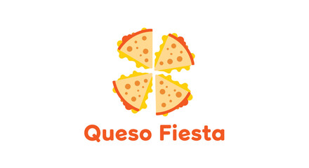 Logo for Queso Fiesta, four cheese slices forming a cross.