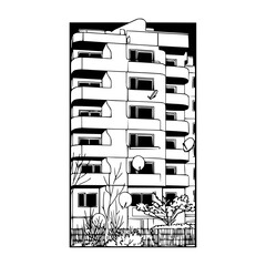 urban brutalist apartment building