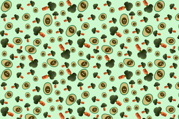 Seamless Avocado Pattern Background
