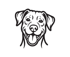 Smiling Dog Face - Line Art Portrait