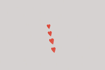 red hearts on white background, 3D