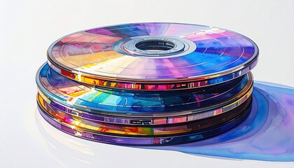 Stacked CDs, vibrant colors