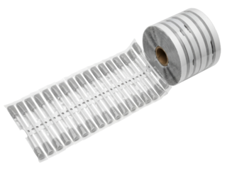 Electronic components on carrier tape for automated production on a transparent background