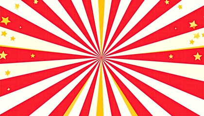 Red and white radiating stripes with gold stars