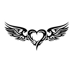 Heart with Wings Tattoo Design