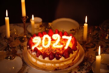 New year 2027 cake celebration