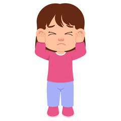 Illustration of Girl Covering Ears With Hands