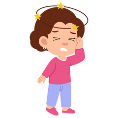 Cartoon Woman with Stars Circling Head