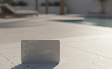 Stylish and Minimalist Hotel Keycard Flat Lay with Clean Background.