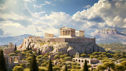 Athens Greece View of the Acropolis in Athens with class