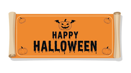 Happy Halloween Banner: A festive banner with a pumpkin illustration, perfect for conveying the spirit of Halloween and spooky fun!