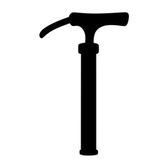 Simple black silhouette of a walking cane with a curved handle