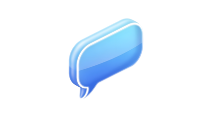 Blue Chat Bubble Icon on Transparent Background for Messaging and Communication Apps