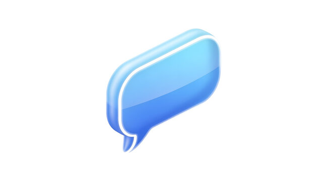 Blue Chat Bubble Icon on Transparent Background for Messaging and Communication Apps