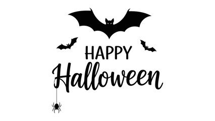 Spooky Halloween greeting: Spooky Halloween text greeting, illustrated with bats and a spider, inviting seasonal vibes.