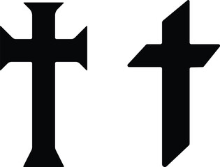 Art & IllustrationChristian cross icon set.Catholic Symbols, Cross Christian icons. Vector line black and outline christian cross set on white background.Cross symbols. Crucifix. Jesus Christian godde